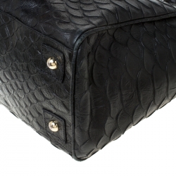 Pre Owned Mulberry Black Python Embossed Leather Bayswater Tote