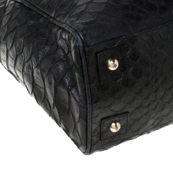 Pre Owned Mulberry Black Python Embossed Leather Bayswater Tote