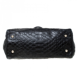 Pre Owned Mulberry Black Python Embossed Leather Bayswater Tote