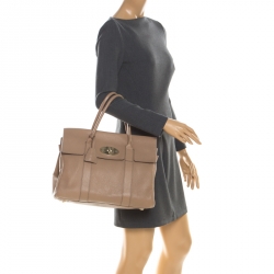 Pre Owned Mulberry Light Brown Grained Leather Bayswater Satchel