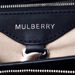 Pre Owned Mulberry Navy Blue/White Perforated Checkerboard Leather Bayswater Shoulder Bag 