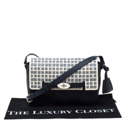 Pre Owned Mulberry Navy Blue/White Perforated Checkerboard Leather Bayswater Shoulder Bag 