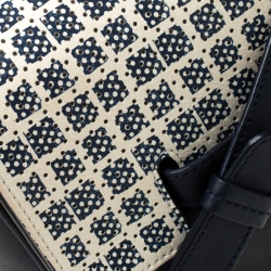 Pre Owned Mulberry Navy Blue/White Perforated Checkerboard Leather Bayswater Shoulder Bag 