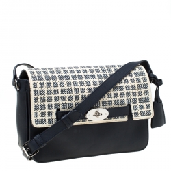 Pre Owned Mulberry Navy Blue/White Perforated Checkerboard Leather Bayswater Shoulder Bag 