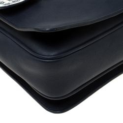 Pre Owned Mulberry Navy Blue/White Perforated Checkerboard Leather Bayswater Shoulder Bag 