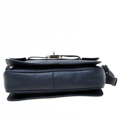 Pre Owned Mulberry Navy Blue/White Perforated Checkerboard Leather Bayswater Shoulder Bag 