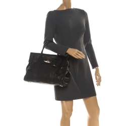 Pre Owned Mulberry Black Leather Heritage Bayswater Satchel