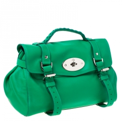Pre Owned Mulberry Green Leather Alexa Satchel 