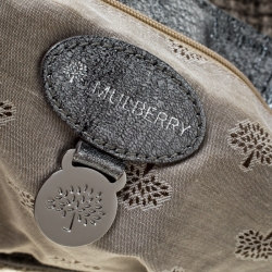 Mulberry Grey/Blue Metallic Woven Fabric and Leather Alexa Top Handle Bag