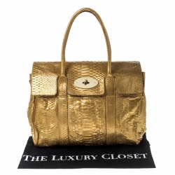 Pre Owned Mulberry Gold Python Leather Limited Edition Bayswater Satchel