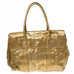 Pre Owned Mulberry Gold Python Leather Limited Edition Bayswater Satchel