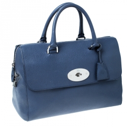 Pre Owned Mulberry Blue Leather Medium Del Rey Satchel