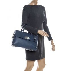 Pre Owned Mulberry Blue Leather Medium Del Rey Satchel