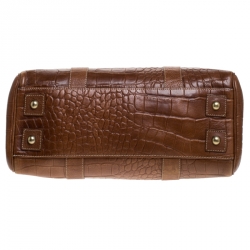 Mulberry Tan Croc Embossed Leather Bayswater Satchel