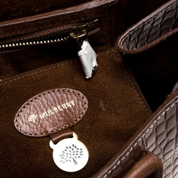 Mulberry Tan Croc Embossed Leather Bayswater Satchel