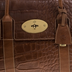 Mulberry Tan Croc Embossed Leather Bayswater Satchel