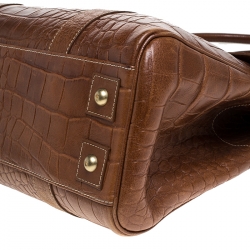 Mulberry Tan Croc Embossed Leather Bayswater Satchel