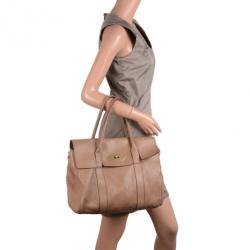 Pre Owned Mulberry Pebbled Beige Bayswater Tote