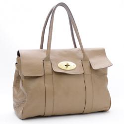 Pre Owned Mulberry Pebbled Beige Bayswater Tote