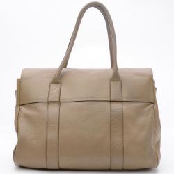 Pre Owned Mulberry Pebbled Beige Bayswater Tote