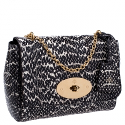 Mulberry Black/White Python Leather Small Lily Shoulder Bag