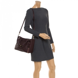 Pre Owned Mulberry Burgundy Leather Small Blenheim Tote