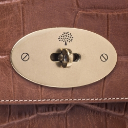 Mulberry Brown Croc Embossed Leather East West Bayswater Satchel