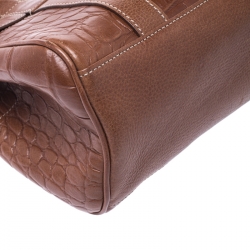 Mulberry Brown Croc Embossed Leather East West Bayswater Satchel