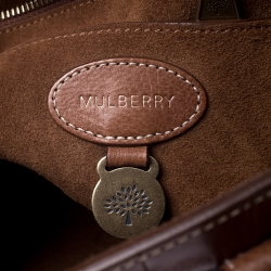 Mulberry Brown Croc Embossed Leather East West Bayswater Satchel
