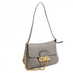 Pre Owned Mulberry Grey Leather Mini Keeley Shoulder Bag