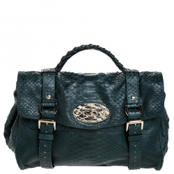 Mulberry Dark Green Python Embossed Leather Alexa Shoulder Bag