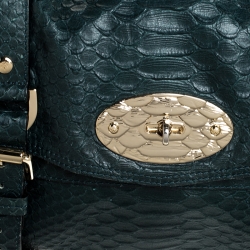 Mulberry Dark Green Python Embossed Leather Alexa Shoulder Bag