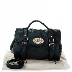Mulberry Dark Green Python Embossed Leather Alexa Shoulder Bag