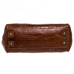Mulberry Brown Croc Embossed Leather Bayswater Satchel