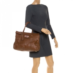 Pre Owned Mulberry Brown Bayswater Leather Union Jack Tote