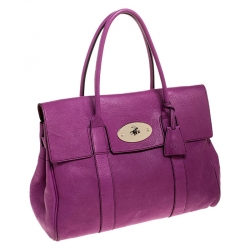 Pre Owned Mulberry Fuschia Grained Leather Bayswater Satchel