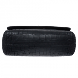 Pre Owned Mulberry Black Croc Embossed Leather Medium Lily Shoulder Bag