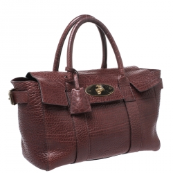 Pre Owned Mulberry Burgundy Leather Medium Bayswater Satchel