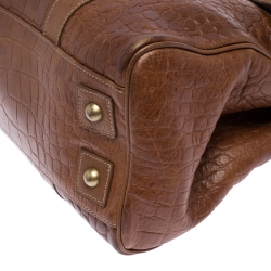 Pre Owned Mulberry Brown Croc Embossed Leather Bayswater Satchel