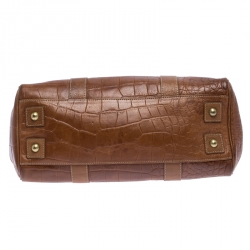 Pre Owned Mulberry Brown Croc Embossed Leather Bayswater Satchel