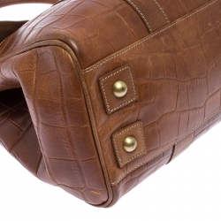 Pre Owned Mulberry Brown Croc Embossed Leather Bayswater Satchel