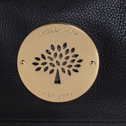 Pre Owned Mulberry Black Leather Daria Fold-Over Clutch 