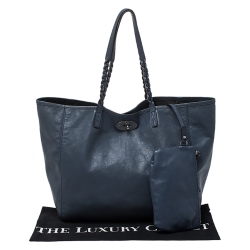 Pre Owned Mulberry Blue Leather Large Dorset Shopper Tote 