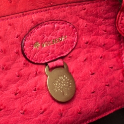 Pre Owned Mulberry Pink Ostrich Bayswater Satchel