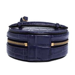 Mulberry Purple Croc Embossed Leather Mini Trunk Wristlet