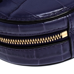 Mulberry Purple Croc Embossed Leather Mini Trunk Wristlet