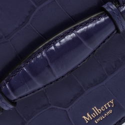 Mulberry Purple Croc Embossed Leather Mini Trunk Wristlet