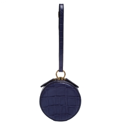 Mulberry Purple Croc Embossed Leather Mini Trunk Wristlet