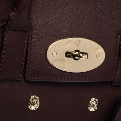 Pre Owned Mulberry Burgundy Leather Cara Delevigne Studded Convertible Satchel