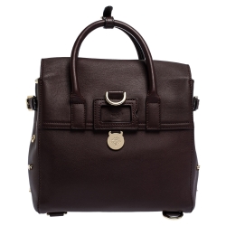 Pre Owned Mulberry Burgundy Leather Cara Delevigne Studded Convertible Satchel